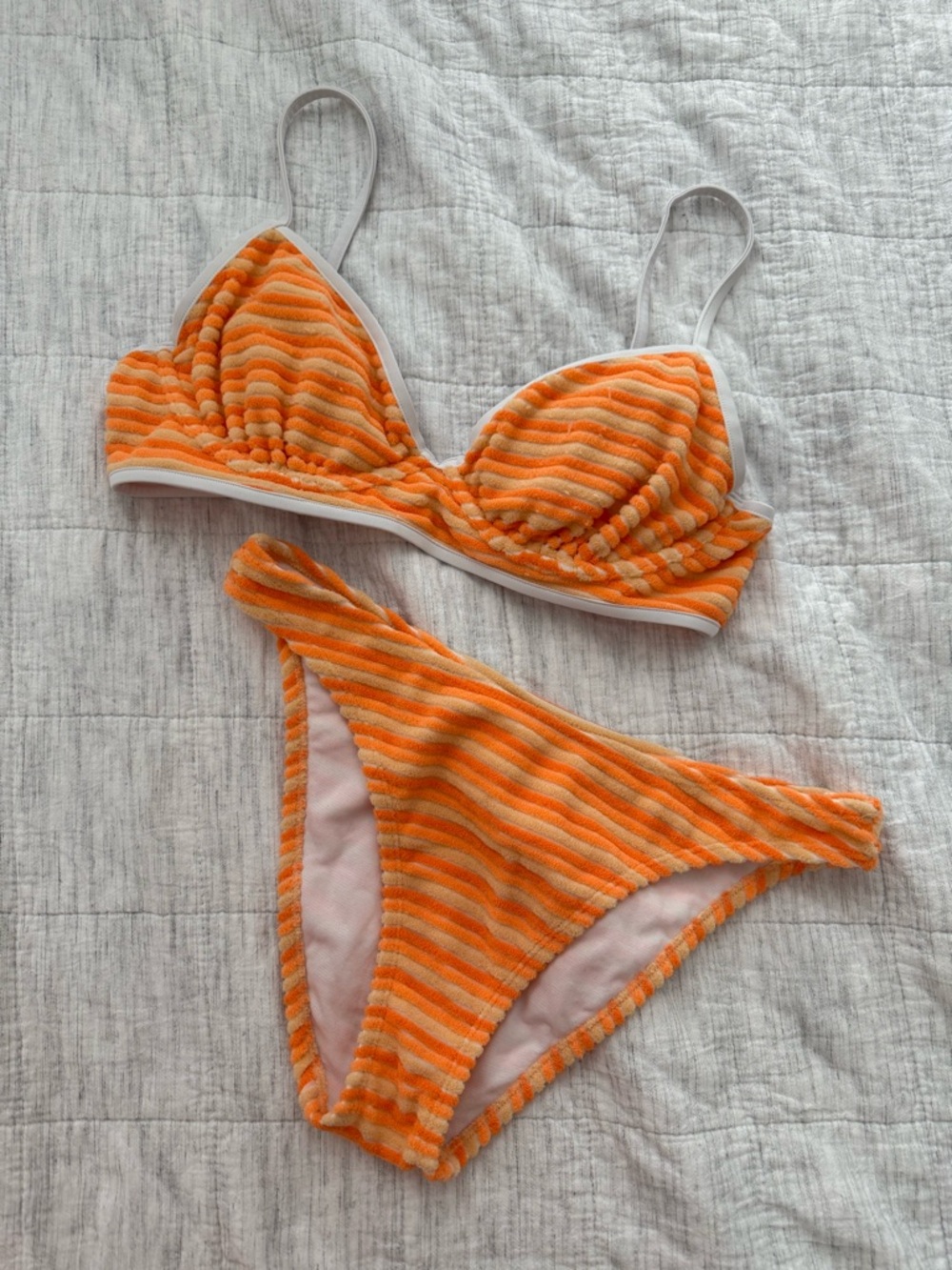 Orange Striped Two-Piece Bikini Set